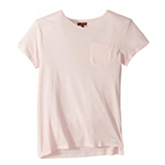 7 For All Mankind Girl's High-Low V-Neck Pocket Tee in Potpourri. Size M (10). - Picture 1 of 5